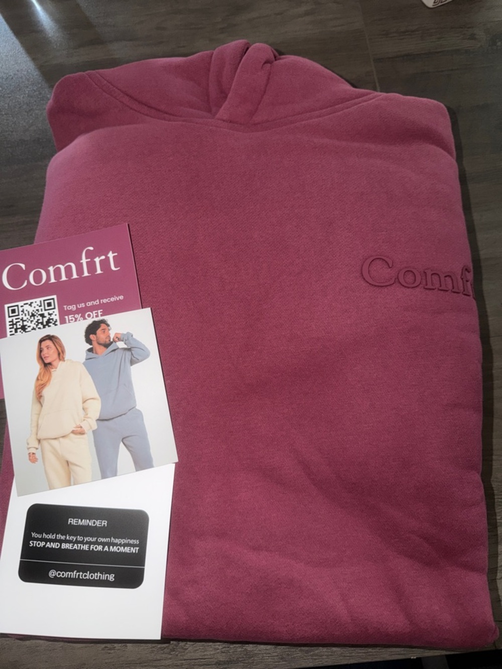 Comfrt Minimalist Unisex Hoodie in Berry, Medium